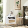 Angel Sar Rattan Nightstand Set 2, Bedside Table with Open Shelf and Door, Boho End Table - 3 of 4