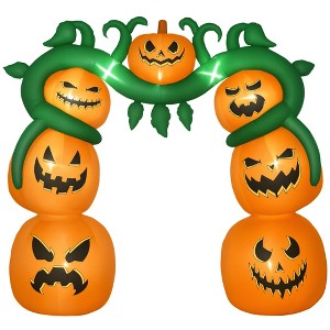 HOMCOM Giant 122" Halloween Inflatable Pumpkin Archway, Outdoor Blow Up Yard Decoration with Build-in LED - 1 of 4