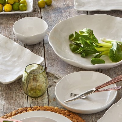 Formoso White Ceramic Square Divided Serving Dish, 10 inch