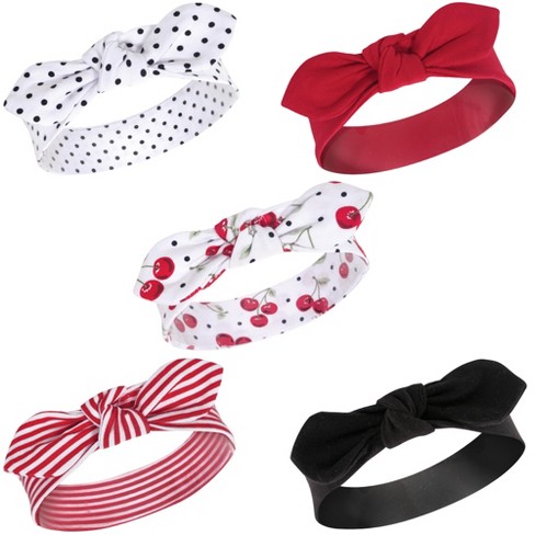 Hudson Baby Infant Girl Cotton Headbands 5pk, Cherries, 0-24 Months ...