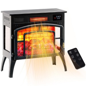 QingMoon Electric Fireplace Heater, 22" Freestanding Electric Stove with Realistic Flame Effect and Overheating Protection for Indoor, 1500W - 1 of 4