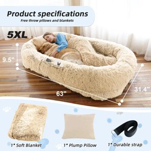 Human Dog Bed, Large Size Fits You and Pets, Washable Faux Fur Dog Bed for People Doze Off, Napping Orthopedic Dog Bed - 1 of 3