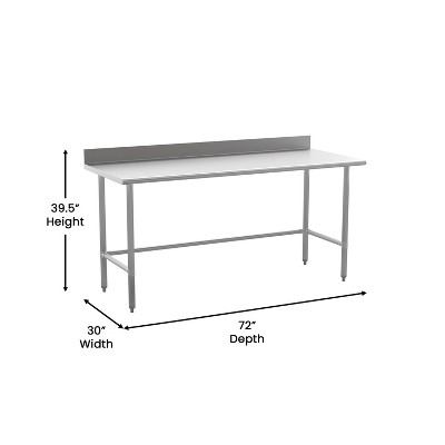 Commercial Grade Stainless Steel Kitchen Prep and Work Table with Backsplash