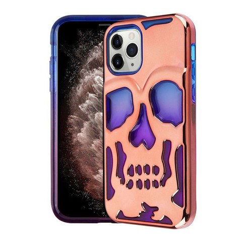 For Apple Iphone 11 Pro Max Rose Gold Purple Skullcap Hard Tpu