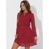 INSPIRE CHIC Women's Choker V Neck Vintage Flared Gilding Metallic Shiny Star A-Line Dress - 3 of 4