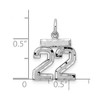 Black Bow Jewelry Sterling Silver, Varsity Collection, Small D/C Pendant, Number 22 - 3 of 4