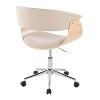 TiramisuBest Mid-Century Modern Office Chair: Chrome, Wood, Cream Fabric, Adjustable - 3 of 4