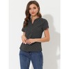 INSPIRE CHIC Women's Polka Dots Print V Neck Short Sleeve Elegant Work Office Tops - 3 of 4