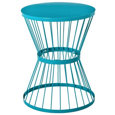 Outsunny 16" Steel Patio End Table, Side Table with Hourglass Design, Accent Table for Outdoor and Indoor Use