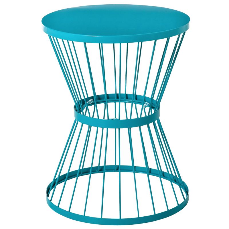 Outsunny 16" Steel Patio End Table, Side Table with Hourglass Design, Accent Table for Outdoor and Indoor Use, 1 of 7