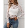 Women Elegant Lace Blouse Long Sleeves Sheer Shirt - 2 of 4