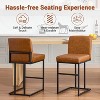 Jojoka Bar Stools,24" Seat High Counter Height Leather Barstools with Back and Metal Frame for Kitchen Island - 3 of 4