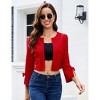 Women's Casual Open Front Cropped Blazer 3/4 Sleeve Lightweight Collarless Cardigan Jacket - 3 of 4