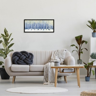 Winter Birch Trees Landscape Print on Canvas with Black Frame