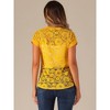 Allegra K Women's Curved Hem Sheer Short Sleeves Floral Lace Blouse - 4 of 4