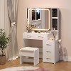 Makeup Vanity Set with Mirror and Lights, Vanity Desk with 5 Drawers, Stool & Power Outlet - 2 of 4