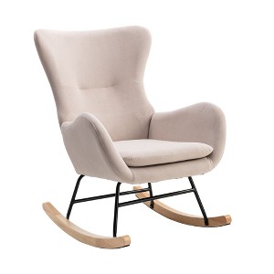 NicBex Teddy Fabric Glider Rocking Chair,Upholstered Nursery Rocking Chairs with High Backrest and Armrests,Nursing Chair for Bedroom - 1 of 4