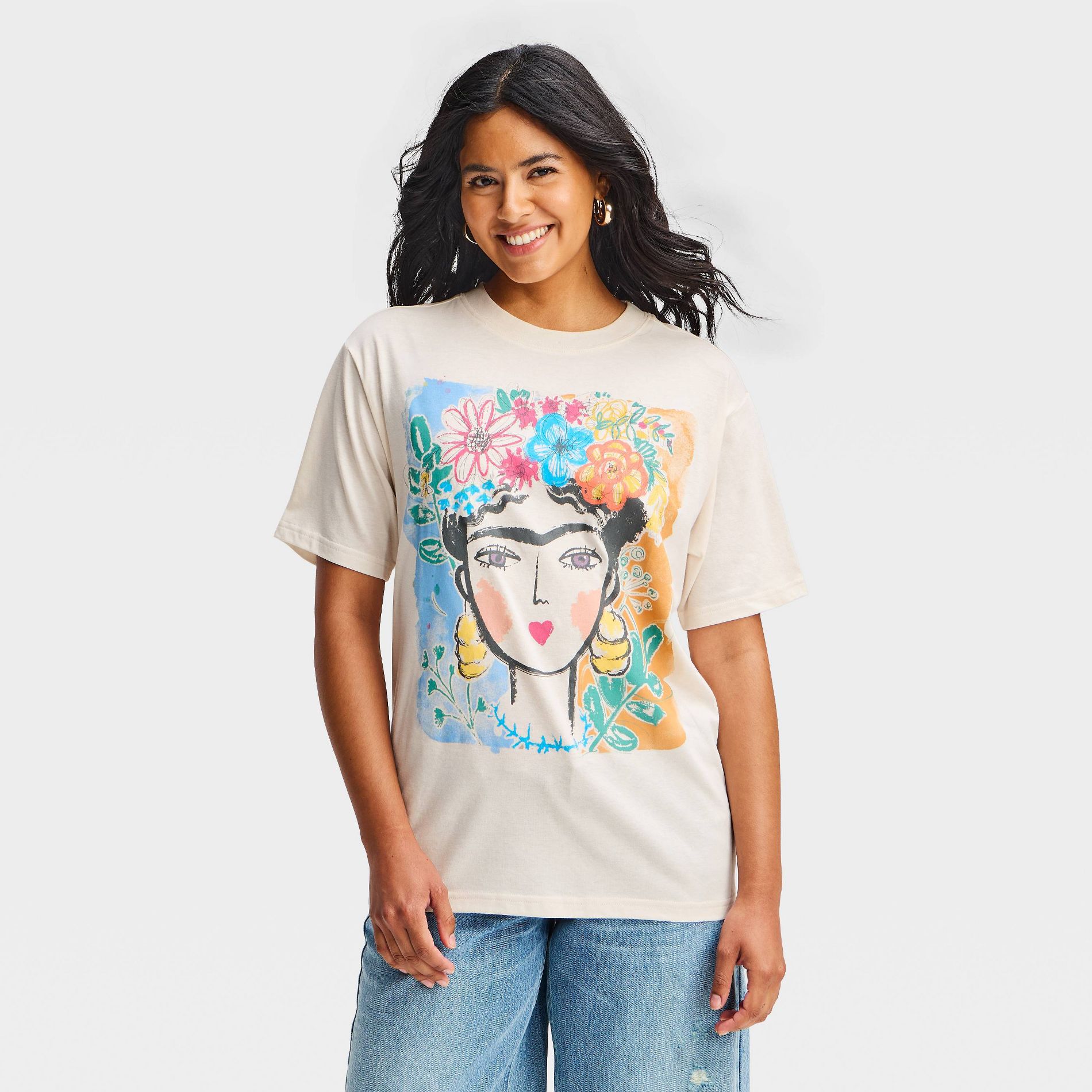 Latino Heritage Month Women's Frida Kahlo Watercolor T-Shirt - Cream