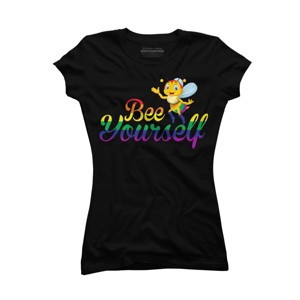 Adult Design By Humans Bee Yourself Rainbow Pride By AmusingDesignCo T-Shirt - 1 of 2