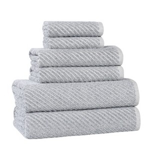 Viscose Cotton Blend Medium Weight Soft Textured Diagonal Ribbed Towel Set by Blue Nile Mills - 1 of 4