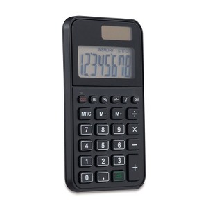 TRU RED Staples 8-Digit Solar and Battery Basic Pocket Calculator Black (ST130-CC) - 1 of 4