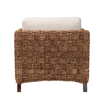 Vevina Mahogany and Woven Seagrass Arm Chair with Cushions