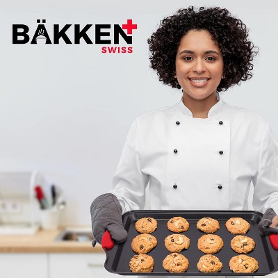 3-Piece Non-Stick Carbon Steel Baking Sheet Pan Set with Red Silicone Handles