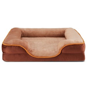 JIONJOY Dog Bed: Brown Pet Sofa Bed with Supportive Foam and Removable & Washable Coverr - 1 of 4