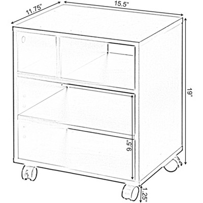 White Wooden Office Storage Printer Stand with Wheels