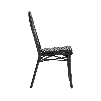 Black and White Metal Bistro Dining Side Chairs, Set of Two