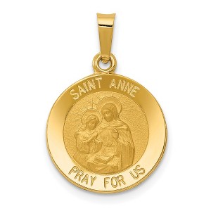 Black Bow Jewelry 14k Yellow Gold Hollow St. Anne Medal Pendant - 1 of 4