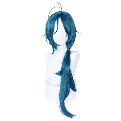 Unique Bargains Women's Wigs 31" Blue with Wig Cap