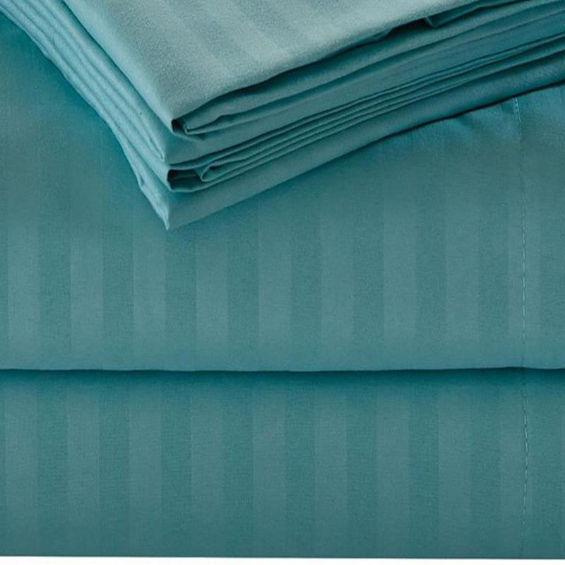 Embossed 1800 Series Wrinkle Resistant Stripe All Season Bed Sheet Set Turquoise by Plazatex, 3 of 4