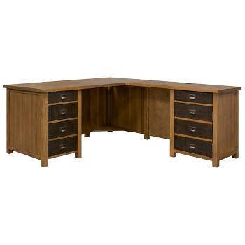 Heritage Wood L Desk and Return Brown - Martin Furniture