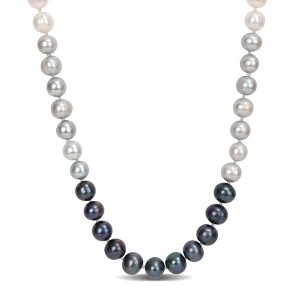 EVERLY JEWELRY | Sterling Silver 7.5-8mm Multi-Colored Cultured Freshwater Pearl Strand Necklace, 18" - 1 of 4
