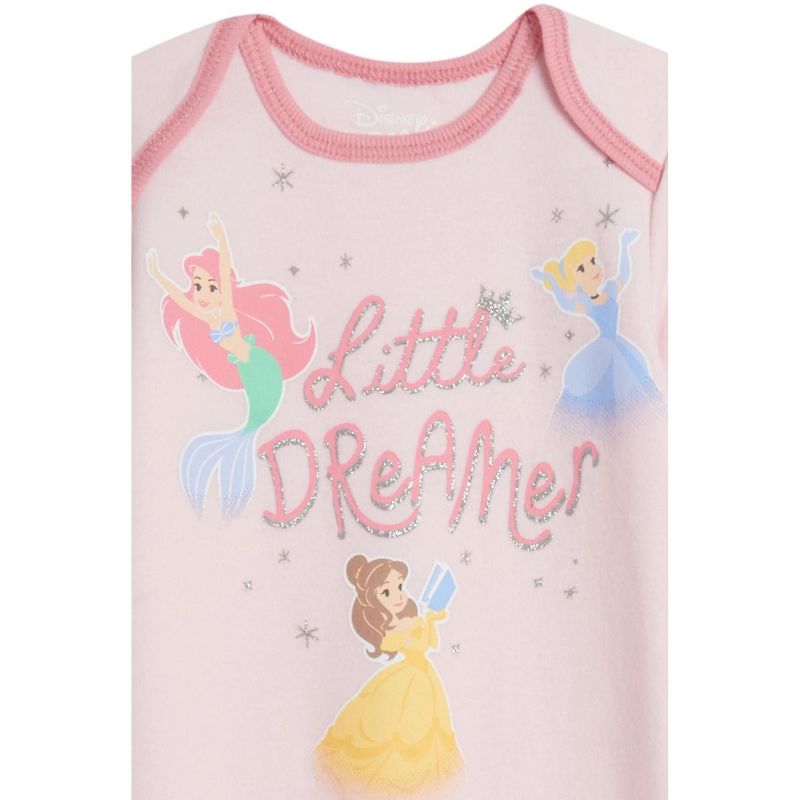 Disney Princess Baby Girls 3 Pack Long Sleeve Swaddle Sleeper Gowns Newborn , 5 of 9