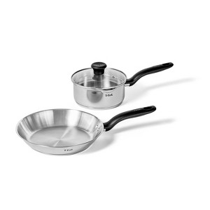 T-Fal Simply Cook 3pc Stainless Steel 2qt Sauce Pan with Lid and 11" Fry Pan Cookware Set - 1 of 4