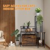 Cat Litter Box Enclosure Furniture with Flower Stand, Corner Wooden Cat Washroom, Pullable Carring Tray - 4 of 4