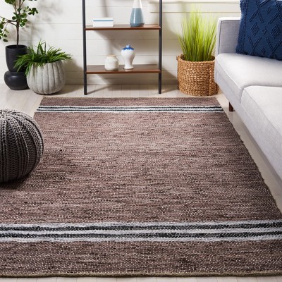 Gray and Ivory Flat Woven Cotton Cowhide Area Rug, 8' x 10'