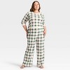 Women's Plaid Ribbed Holiday Matching Family Pajama Pants - Wondershop™ Cream - 3 of 4