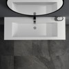 48 x 18 in. Solid Surface Wall Mount or Countertop Bathroom Vessel Sink with Single Faucet Holes in Matte White - 4 of 4