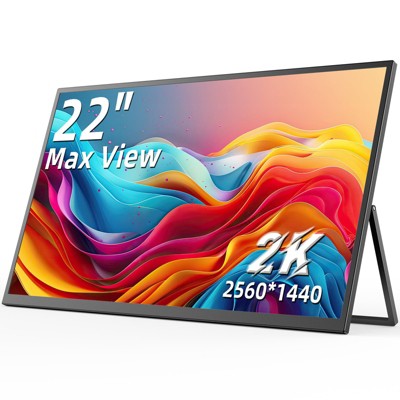 UPERFECT 22" Portable Monitor, 2560*1440P IPS Display w/ USB-C & HDMI, External Screen for Laptop, PC, Phone, Work & Entertainment