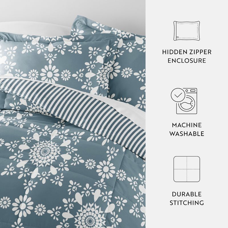 Paisley & Medallion Stripe Reversible Patterned Soft Comforter Sets, Machine Washable - Becky Cameron, 6 of 18