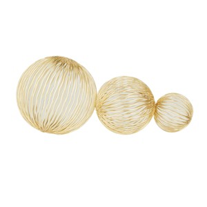 Set of 3 Metal Geometric Sculpture Gold – CosmoLiving by Cosmopolitan: Iron, Contemporary Style, Indoor Decor - 1 of 4