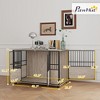 FURNIinspire Pet Crates And Houses Pet Furniture Dog House With Double Doors, Indoor Dog Kennel For Small To Large Dogs, Brown, 26.8"*45.7"*31.1" - 3 of 4