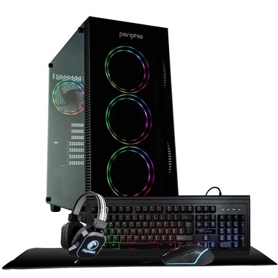 Periphio Terra Gaming PC Desktop Bundle - AMD Ryzen 5, Radeon Vega 7 iGPU, 16GB RAM, 1TB NVMe (SSD), Windows 11 Gaming Computer with Mouse + Keyboard