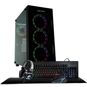 Periphio Terra Gaming PC Desktop Bundle - AMD Ryzen 5, Radeon Vega 7 iGPU, 16GB RAM, 1TB NVMe (SSD), Windows 11 Gaming Computer with Mouse + Keyboard - 1 of 4