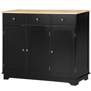NicBex 3 Drawer Kitchen Island Cart with 2 Cabinets,Kitchen Island with Solid Wood Countertop,Modern Kitchen Table,Island Table for Kitchen - 1 of 4