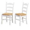 Buylateral Set of 2 Farmhouse Two Tone Ladder Back Wicker Seat Dining Chairs - 2 of 4