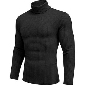 Ekouaer Mens Thermal Top Base Layers Turtleneck Long Sleeve Slim Fit Jumper Fall Winter Thermal Underwear Ribbed Lightweight - 1 of 4